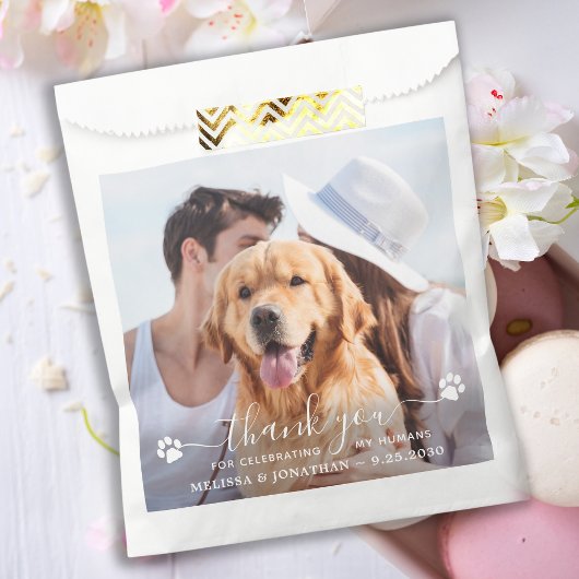 Modern foto bedankt Pet Dog Treat Wedding Bedankzakje