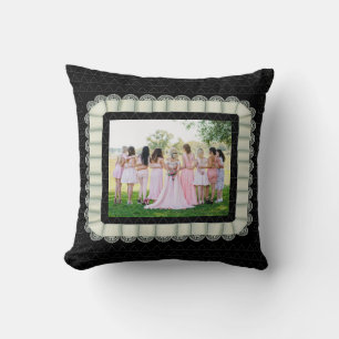 Modern Foto Best Friends Bridal Lace Ivory Trendy Kussen