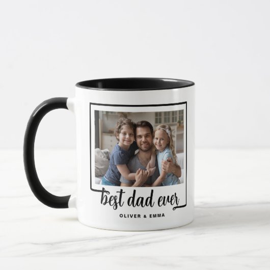 Modern Foto Beste Papa Ooit Zwart Mok (Links)