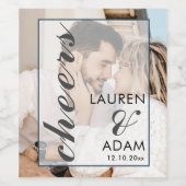 Modern Foto Cheers Wedding Wijn Etiket (Enkel label)