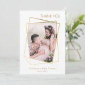 Modern foto eenvoudig Baby shower Bedankkaart (Staand voorkant)