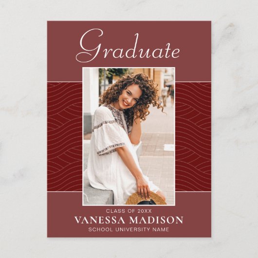 Modern | Foto Elegant Script Terracotta Red 2 Briefkaart (Voorkant)