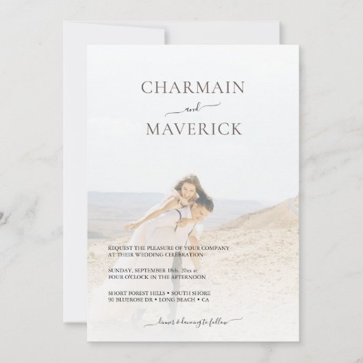 Modern Foto Elegant Wedding Invitation Kaart (Voorkant)