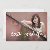 Modern Foto en Wit Handgeschreven Tekst Afstuderen Aankondiging (Voorkant)