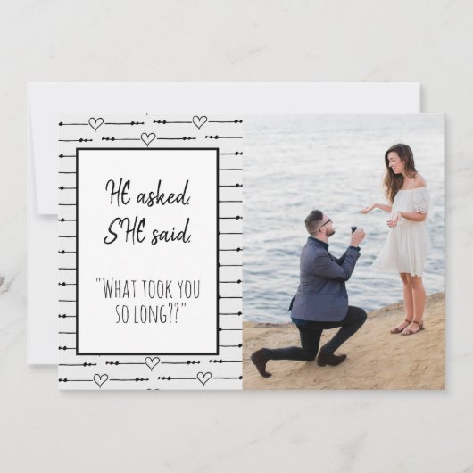 Modern Foto Funny, vroeg ze Verloving te zeggen Save The Date (Voorkant)