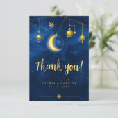 Modern Foto Hemelblauw Goud Bedankkaart (Staand voorkant)