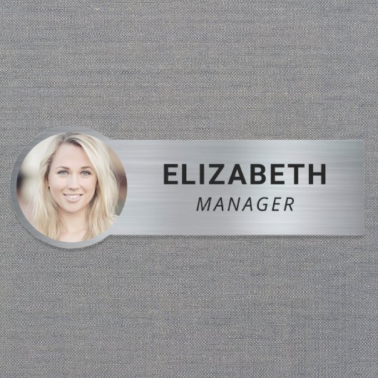 Modern Foto ID Zilver Naamplaatje