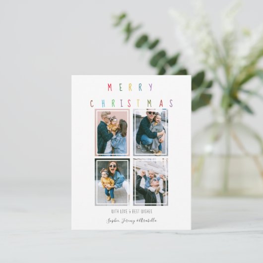 Modern | Foto kerstfeestdag met collage Feestdagenkaart (Staand voorkant)