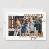 Modern Foto Kerstmis met Gouden Kerstgroet Feestdagenkaart (Voorkant)