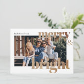 Modern Foto Kerstmis met Gouden Kerstgroet Feestdagenkaart (Staand voorkant)