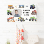 Modern Foto | Kinderen Monster Trucks Verjaardagsf Spandoek (Insitu)