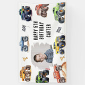 Modern Foto | Kinderen Monster Trucks Verjaardagsf Spandoek (Verticaal)