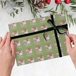 Modern Foto Lichtgroene Prettig Kerstfeest Vakanti Cadeaupapier