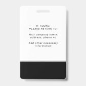 Modern foto logo bedrijf personeels-ID Badge (Achterkant)