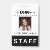 Modern foto logo bedrijf personeels-ID Badge (Voorzijde)