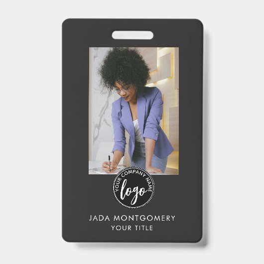 Modern foto logo zwart ID Badge (Voorzijde)