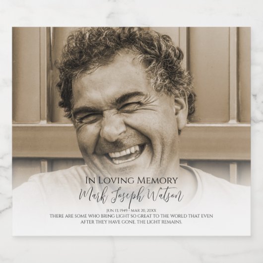 Modern foto Memorial Bier Etiket (Enkel label)