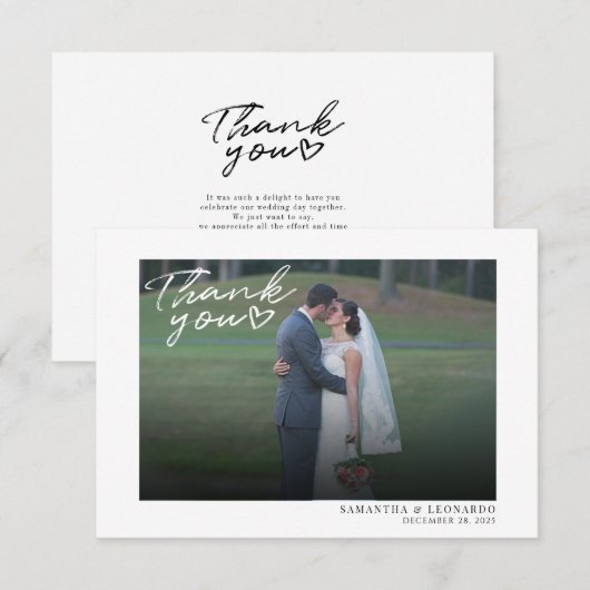 Modern foto met handschrift bedankkaart (Voorkant / Achterkant)