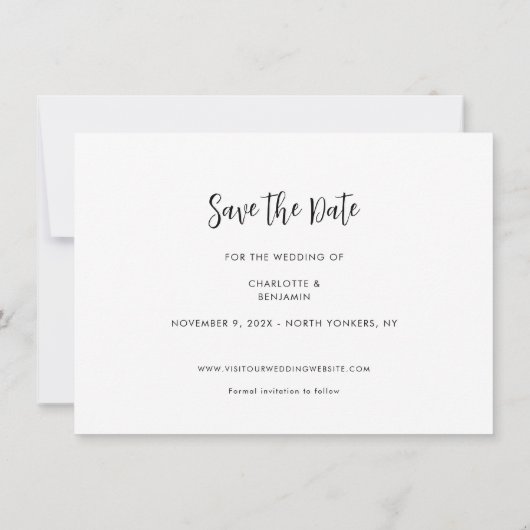 Modern foto met handschrift save the date (Achterkant)