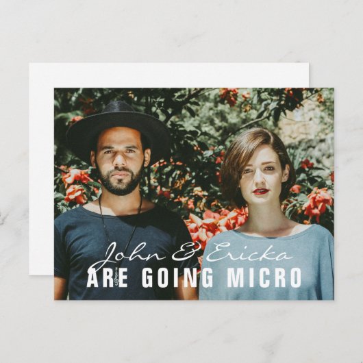 Modern Foto Micro Wedding Ondermaatse aankondiging (Voorkant / Achterkant)