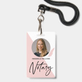 Modern foto-notaris-ondertekenende agent badge (Voorzijde met lanyard)