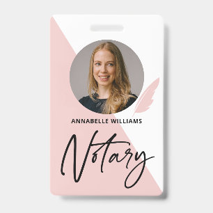 Modern foto-notaris-ondertekenende agent badge