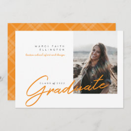 Modern Foto Oranje Afstuderen Aankondiging