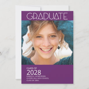 Modern Foto Paarse Graduation Party Kaart