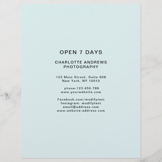 Modern Foto Preisliste (Achterkant)