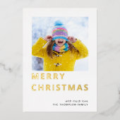 Modern foto prettig kerstfeest folie feestdagenkaart (Voorkant)