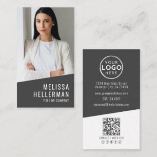 Modern Foto QR Code Logo Verticaal Visitekaartje