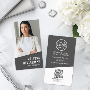 Modern Foto QR Code Logo Verticaal Visitekaartje