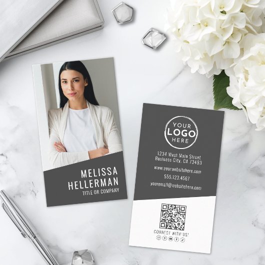 Modern Foto QR Code Logo Verticaal Visitekaartje