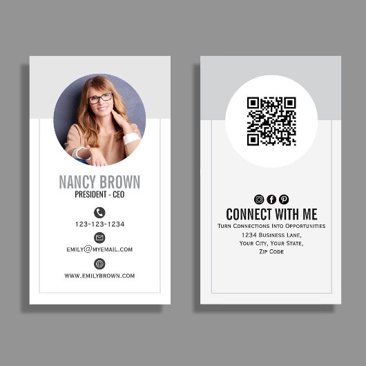 Modern Foto QR Code Verbind Met Mij Minimaal  Visitekaartje