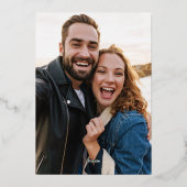 Modern Foto Save The Date Donkergroen Echt Goud Folie Uitnodiging (Achterkant)