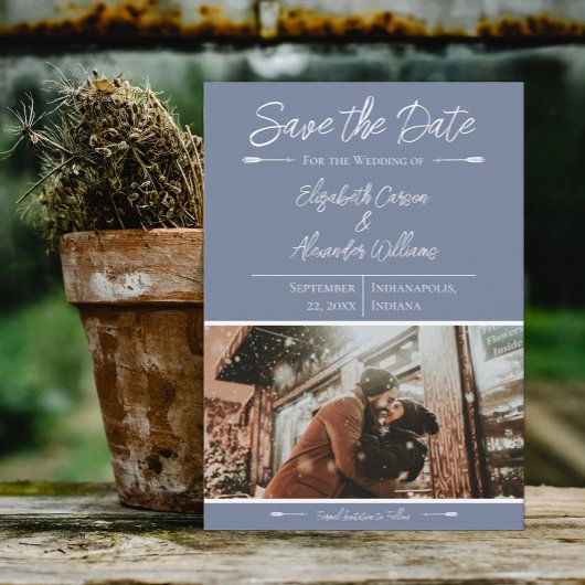 Modern Foto Save The Date | Stofblauw