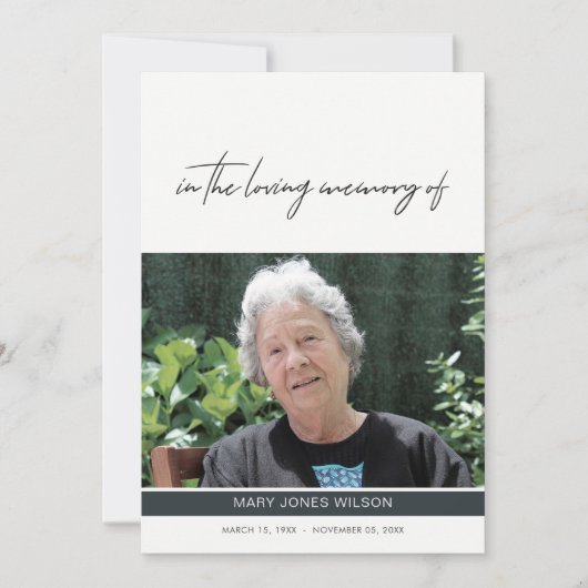 MODERN FOTO SYMPATHY MEMORIAL SERVICE INVITE (Voorkant)