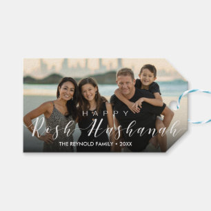 Modern Foto Typografie Rosh Hashanah Nieuwjaar Cadeaulabel