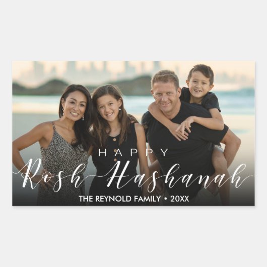 Modern Foto Typografie Rosh Hashanah Nieuwjaar Rechthoekige Sticker (Voorkant)