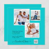 Modern FOTO Weddenschap nodigt QR CODE RSVP BLAUWG (Voorkant / Achterkant)