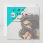 Modern FOTO Weddenschap nodigt QR CODE RSVP BLAUWG (Voorkant)