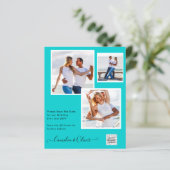 Modern FOTO Weddenschap nodigt QR CODE RSVP BLAUWG (Staand voorkant)