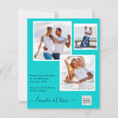 Modern FOTO Weddenschap nodigt QR CODE RSVP BLAUWG (Voorkant)