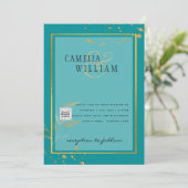 Modern FOTO Weddenschap nodigt QR CODE RSVP BLAUWG Kaart (Staand voorkant)