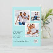 Modern FOTO Weddenschap nodigt QR CODE RSVP BLAUWG Kaart (Staand voorkant)