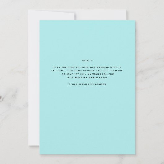Modern FOTO Weddenschap nodigt QR CODE RSVP BLAUWG Kaart (Achterkant)