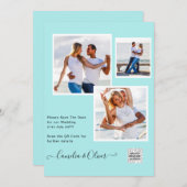 Modern FOTO Weddenschap nodigt QR CODE RSVP BLAUWG Kaart (Voorkant / Achterkant)