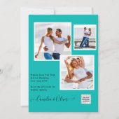 Modern FOTO Weddenschap nodigt QR CODE RSVP BLAUWG Kaart (Voorkant)