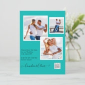 Modern FOTO Weddenschap nodigt QR CODE RSVP BLAUWG Kaart (Staand voorkant)