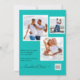 Modern FOTO Weddenschap nodigt QR CODE RSVP BLAUWG Kaart